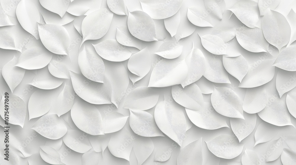 Poster geometric white leaf patterned 3d tile texture for background banner in panoramic view