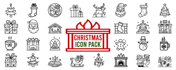 Christmas Line Icon Pack-Fully Editable