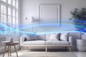Waves of fresh aroma clean air in apartment room