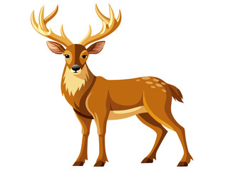 buck deer illustration vector art, cute deer standing vector design, animal vector illustration