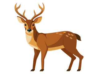 buck deer vector illustration, cute animal vector illustration, cute deer cartoon illustration