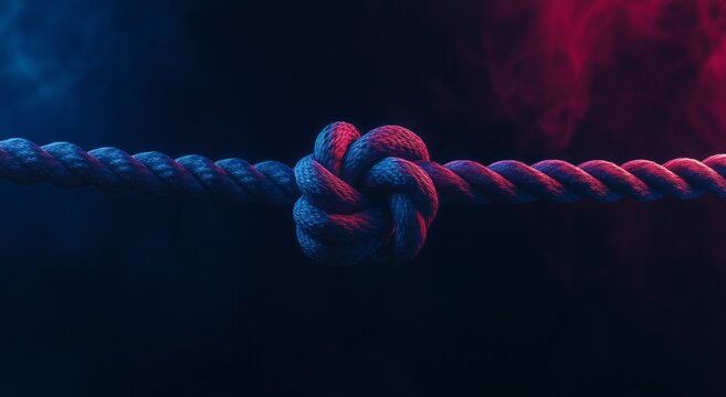  rope knott in the middle on a dark background