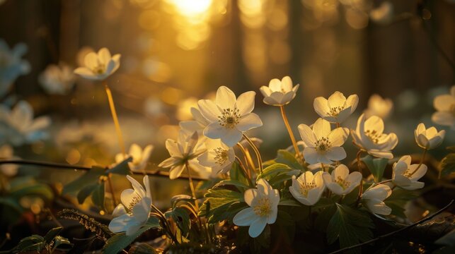 The primrose. Floral background. A beautiful flower on a blurred background. Spring or summer season. A place for the text.
