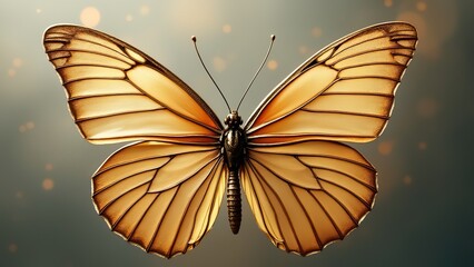 butterfly, metallic gold butterfly wings on soft gradient