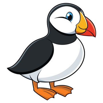 recommend clip art: Puffin bird. Vector illustration of colorful puffin bird isolated on white. Flat design