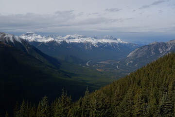 Photo of the Sundance Range in the Canadian Rockies within Banff National Park in Alberta, Canada.