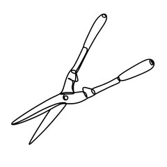 Gardening scissors one line art drawing 