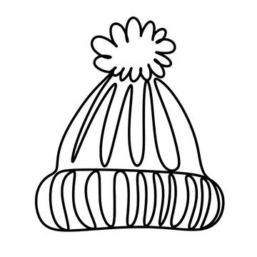recommend clip art: Knit hat,winter hat one line art drawing 