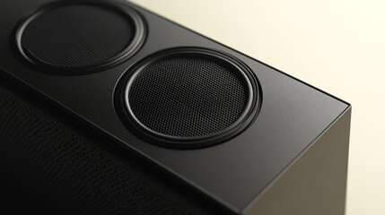 Black Speaker with Grill Close Up   Audio System  Music Equipment  Hi Fi  Home Theater