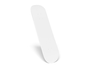 White skateboard mockup isolated on blank. 3D rendering