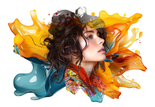 Paint Splash Dispersion Photo Effect Mockup. Generative Ai