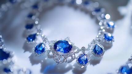 Elegant Blue Sapphire Diamond Necklace Jewelry Luxury Fashion Accessory