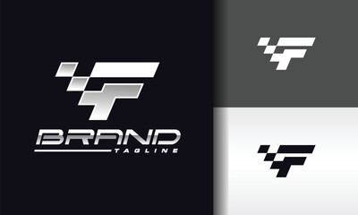 letter F fast race logo