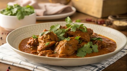Fototapeta premium Chicken Masala with Fresh Cilantro Garnish
