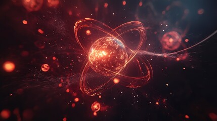 Abstract atoms with orbiting electrons, representing the fundamentals of chemistry and atomic physics.