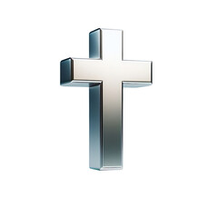 Fototapeta premium silver cross isolated on white background PNG