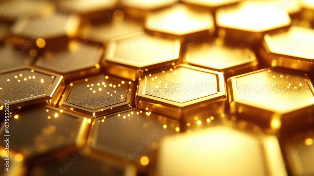Poster abstract gold honeycomb pattern with a soft glow.