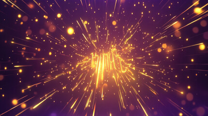 Abstract Golden Sparkles with Purple Background   Bright  Energetic  Digital Art