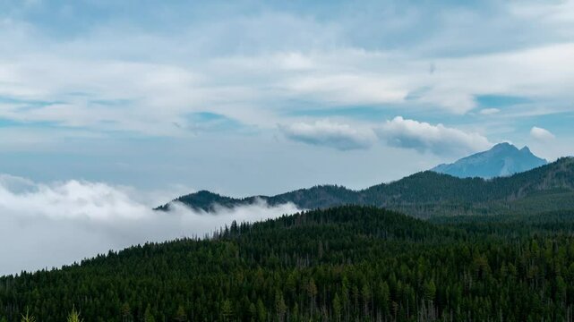 Sunny Tatra Mountains with Shifting Mist Timelapse Footage
