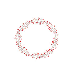 Watercolor hand drawn floral Christmas wreath with red berries.