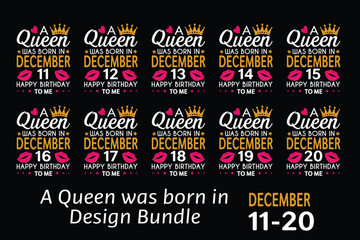 Queen is Born Birthday Design Bundle, January, February, March, April, Jun, July, August, September, October, November, December