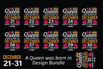 Queen is Born Birthday Design Bundle, January, February, March, April, Jun, July, August, September, October, November, December