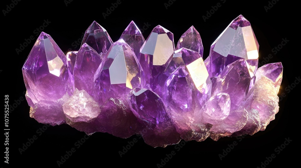 Aufkleber vibrant and luminous amethyst crystal cluster with intricate details in a macro view