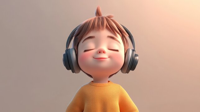 A young child immersed in the joy of music while wearing headphones