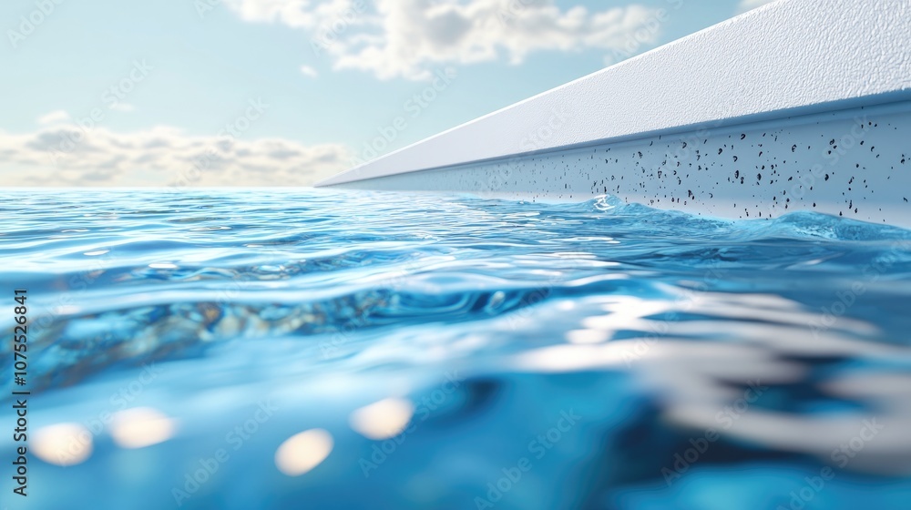 Poster close up of a swimming pool gutter with a low angle view of the water surface