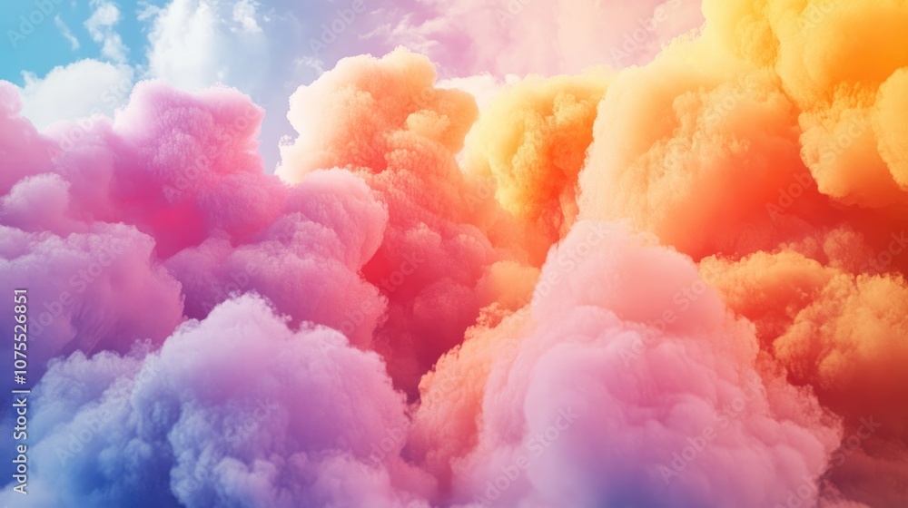 Poster colorful abstract clouds in a watercolor style ideal for use as a main visual background in presenta