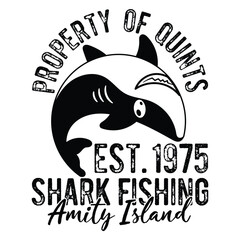 Property Of Quints Est. 1975 Shark Fishing Amity Island T shirt Design