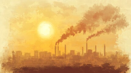 Fototapeta premium Industrial pollution impacts urban landscapes understanding smog and its effects on city life
