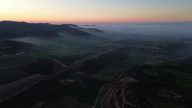 Aerial of Mediterranean Mountains After Dawn 4k drone