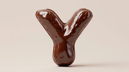 Obraz premium A chocolate letter Y features a soft gooey texture
