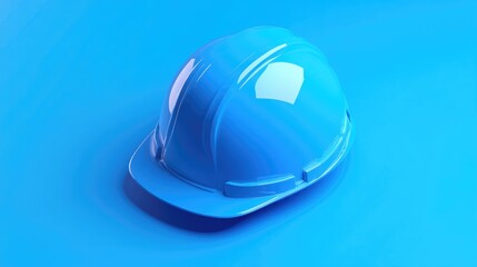 Fototapeta premium Above View of a Blue Hard Hat Showcasing a Bright Surface