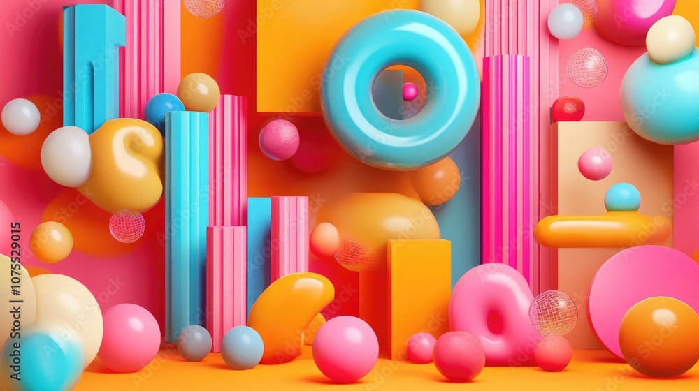 Poster vibrant abstract background featuring dynamic fluid shapes in a geometric design