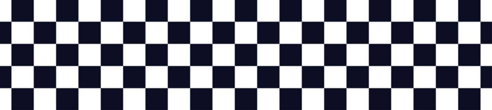 Black and white checkerboard pattern background. Classic checkered race flag car finish line or start line. Flat vector illustration isolated on white background.