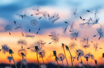 Dandelion Seeds in the Sunset Breeze