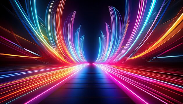  Vibrant neon lights streak across the dark stage, forming curved laser beams that evoke_1(1866)