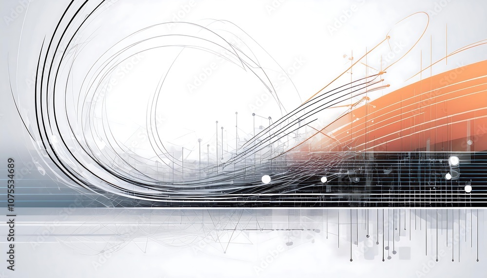 Aufkleber vector lines and circles on a white background create an abstract modern technology con_1(1820)