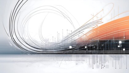  Vector lines and circles on a white background create an abstract modern technology con_1(1820)