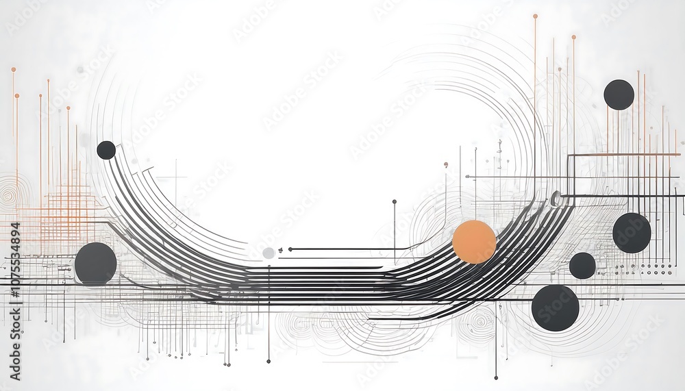 Poster vector lines and circles on a white background create an abstract modern technology concept_1(1818)