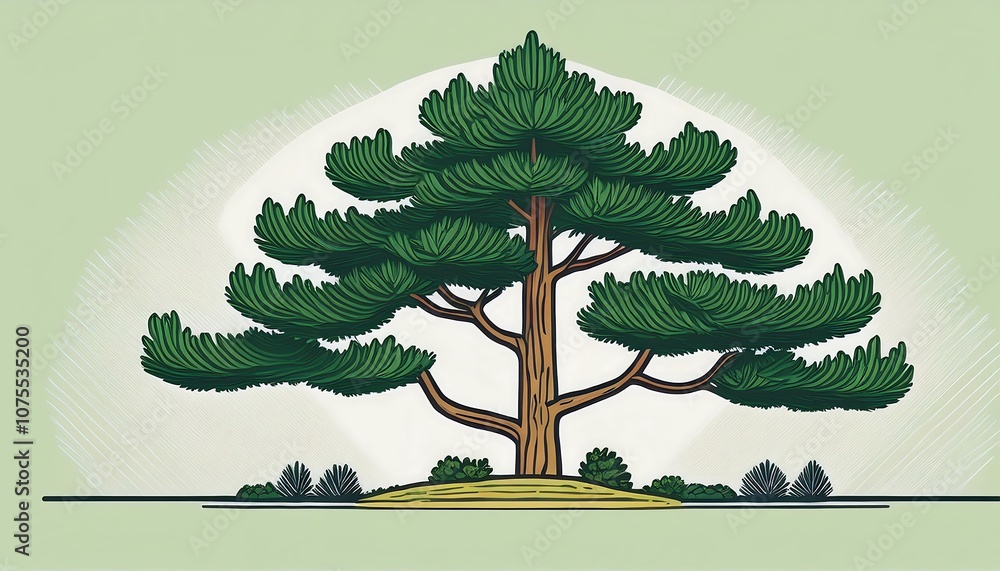 Aufkleber vector illustration of a pine tree side view in minimal style, set of graphic elements for _1(1801)