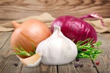 Fresh ripe Onion bulb on desk