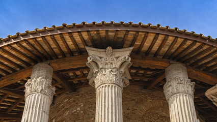 Columns of the Temple of Hercules Victor, Rome Forum Boarium, Piazza Bocca della Verità.	