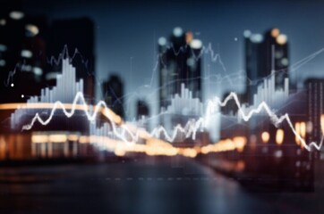 forex and investment virtual financial graph on office building background,