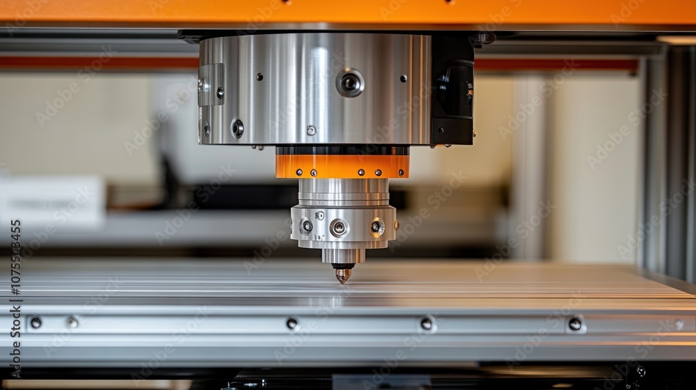 Poster close-up of a cnc machine spindle with a cutting tool.