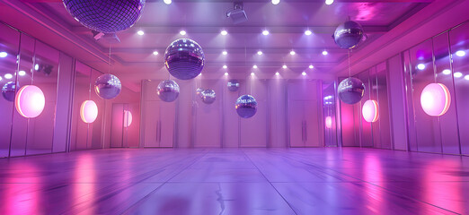 Obraz premium A vibrant dance floor illuminated with colorful lights.