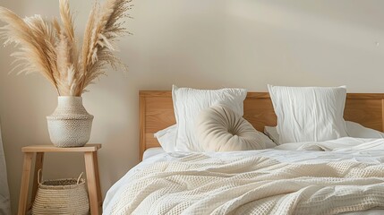 Beautiful Colored Mockup Bedroom Interior Blank Poster Decoration Art Background Image, generative AI
