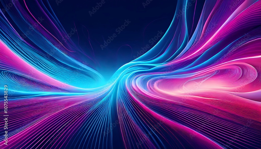 Poster  Intricate electric blue and pink light patterns create depth and motion in abstract forms o_1(1362)